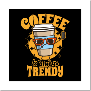 Funny Cute Kawaii Millennial Coffee Taking Selfie Cartoon Meme Posters and Art